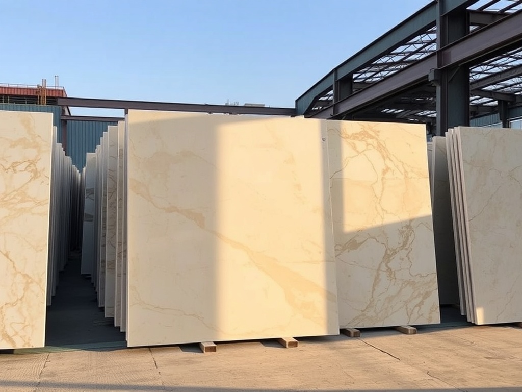 Turkish natural stone — marble slabs in a UK stone yard
